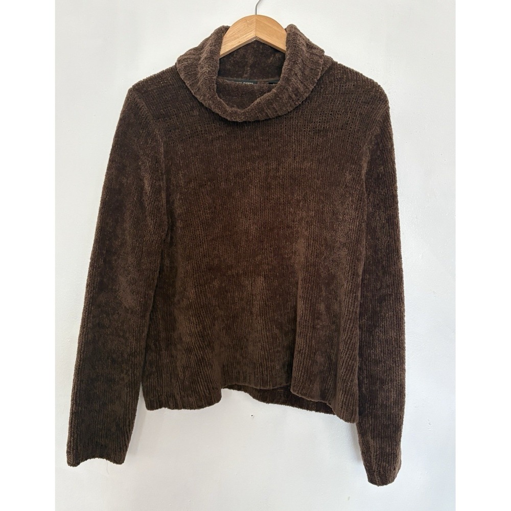 Women‎ Sweater Jeanne Pierre Brown Acrylic Knit Turtleneck Sz L